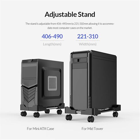 CPU Stand Mobile CPU Stand PC Cart Desktop PC Tower Cooling Base with 4 Caster Wheels, Adjustable CPU Holder Stand in Saudi Arabia