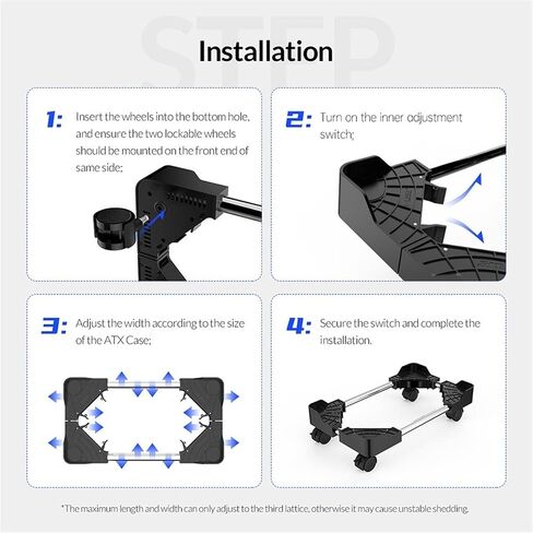 CPU Stand Mobile CPU Stand PC Cart Desktop PC Tower Cooling Base with 4 Caster Wheels, Adjustable CPU Holder Stand in Saudi Arabia