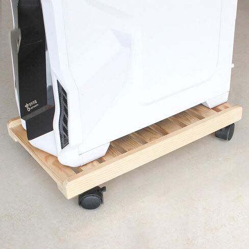 CPU Stand Mobile Desktop Tower CPU Case Floor Stand Wooden CPU Holder with 4 Caster Wheels and Three-Sided Baffle Protection (Large) in Saudi Arabia