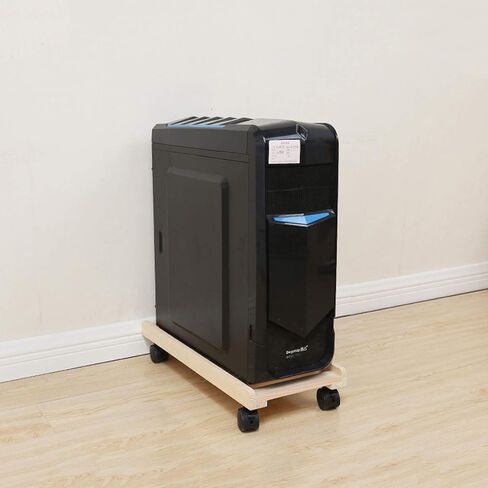 CPU Stand Mobile Desktop Tower CPU Case Floor Stand Wooden CPU Holder with 4 Caster Wheels and Three-Sided Baffle Protection (Large) in Saudi Arabia