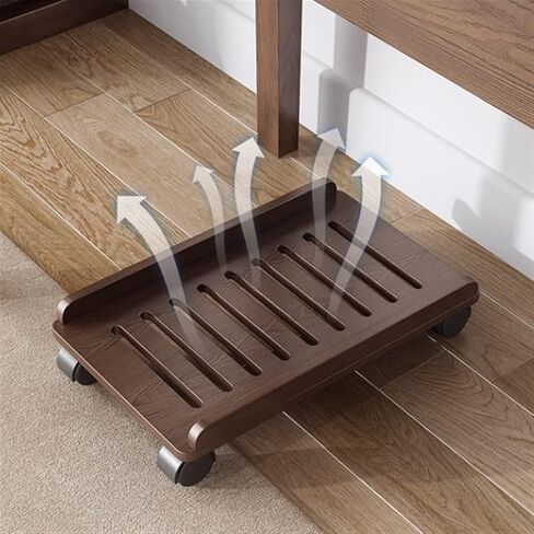 CPU Stand Mobile PC Tower Stand Under Desk, Wooden CPU Stand Holder Cart, Rolling PC Case Floor Stand with 4 Caster Wheels (Bruin) in Saudi Arabia