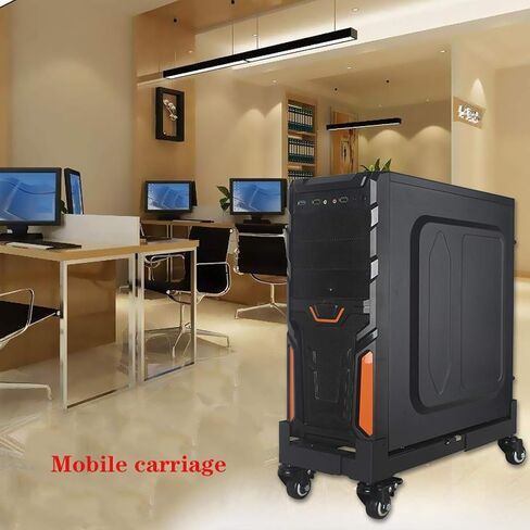 حامل وحدة المعالجة المركزية حامل وحدة المعالجة المركزية للمعادن المعدنية سطح المكتب Host Host Hoster Bracket Case Case مع عرض قابل للتعديل وقفل العجلات (كبيرة) in Saudi Arabia