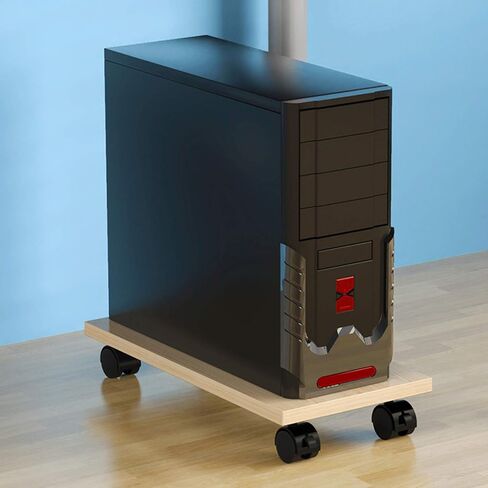Simple CPU Stand Mobile Desktop Tower Mainframe Floor Stand Rolling Caster Wheels PC Case Holder Cart with 4 Caster Wheels (Brown) in Saudi Arabia