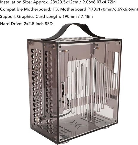 حالة كمبيوتر مستقبلية ITX ، هيكل برج صغير مع لوحات أكريليك شفافة لألواح لوحات ITX Mini لاستخدام 170 × 170 مم ، حامل بطاقة الرسومات 190 ملم ، تصميم محمول in Kuwait