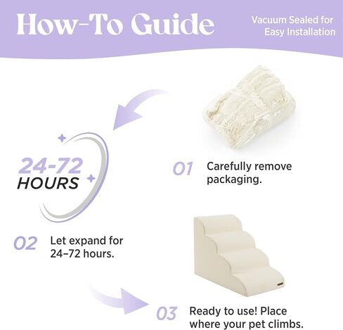 Lesure Dog Stairs for Small Dogs - Dog Ramp for Bed and Couch with CertiPUR-US Certified Foam, Pet Steps with Non-Slip Bottom for Old Cats, Injured Doggies and Puppies, Beige, 2 Steps in Kuwait