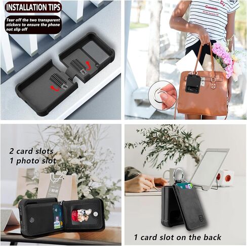 متوافق مع Samsung Galaxy Z Flip 4 Wallet Case مع حامل بطاقة حظر RFID ، غطاء هاتف PU Leather مع حزام للشحن اللاسلكي مع واقي الشاشة ، الأسود in Kuwait