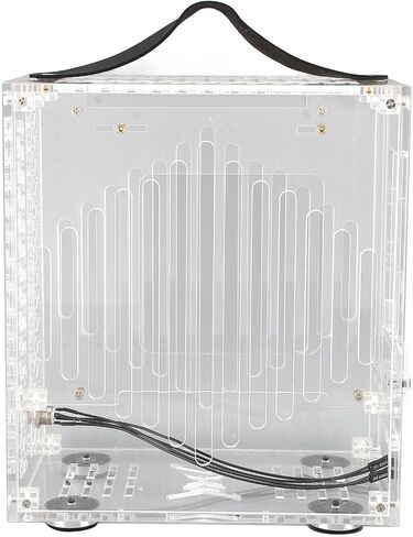FOCKE MINI MINI PORTABLE ITX COMPUTER ، حالة سطح مكتب DIY الشفافة الكاملة مع مقبض للوحة الأم 170 × 170 مم 2.5 بوصة SSDS MINI ITX مع مروحة تبريد واحدة (أسود) in Kuwait