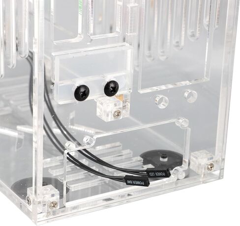 FOCKE MINI MINI PORTABLE ITX COMPUTER ، حالة سطح مكتب DIY الشفافة الكاملة مع مقبض للوحة الأم 170 × 170 مم 2.5 بوصة SSDS MINI ITX مع مروحة تبريد واحدة (أسود) in Kuwait