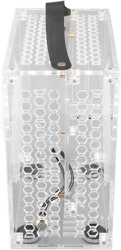 FOCKE MINI MINI PORTABLE ITX COMPUTER ، حالة سطح مكتب DIY الشفافة الكاملة مع مقبض للوحة الأم 170 × 170 مم 2.5 بوصة SSDS MINI ITX مع مروحة تبريد واحدة (أسود) in Kuwait