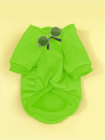 QWINEE 3Pcs Dog Hoodie Cat Apparel Dog Custume Set with Necklace and Sunglasses Pet Clothes for Puppy Small Medium Dogs Cats Grey S in Kuwait