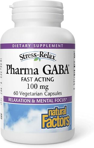 Stress-Relax Pharma GABA 100 ملغ من Natural Factors، دعم الإجهاد غير النعاس للاسترخاء والتركيز الذهني، 60 كبسولة نباتية (30 وجبة) in Saudi Arabia