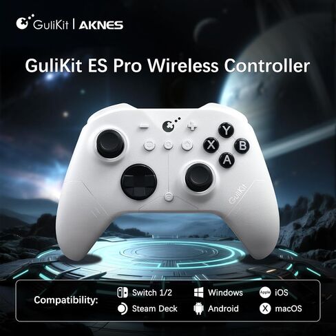GuliKit ES PRO Wireless PC Gaming Controller for Switch 1/2, Windows/Android/Mac/Steam Deck with 3.25ms Low Latency, Magnetic TMR Joysticks, Switch1/2 Wake-Up, Tactile Switch D-pad - Black in Saudi Arabia