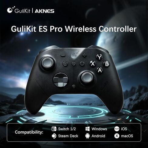 GuliKit ES PRO Wireless PC Gaming Controller for Switch 1/2, Windows/Android/Mac/Steam Deck with 3.25ms Low Latency, Magnetic TMR Joysticks, Switch1/2 Wake-Up, Tactile Switch D-pad - Black in Saudi Arabia