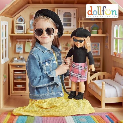 مجموعة دمى عصرية للفتيات من DOLLFUN مقاس 45.72 سم جين (عشاق الموضة) دمية أنيقة مع شعر للتصفيف والملابس والأحذية والإكسسوارات. شعر أشقر و عيون زرقاء، قوقازي in Kuwait