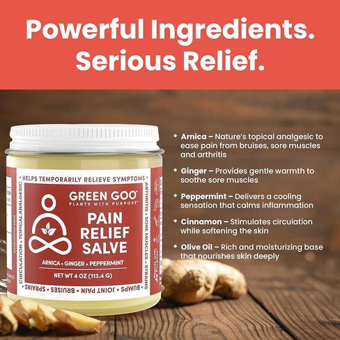 مرهم طبيعي للعناية بالبشرة من جرين جو، لتخفيف الآلام مع زهرة الأرنيكا، علبة سفر بحجم 0.7 أونصة، 4 عبوات in Kuwait