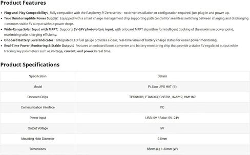 PI Zero UPS HAT مع شحن الطاقة الشمسية و MPPT | لوحة إمداد الطاقة غير المنقطعة للتوت PI Zero W/WH/2W | قبعة مراقبة البطارية في الوقت الحقيقي in Kuwait