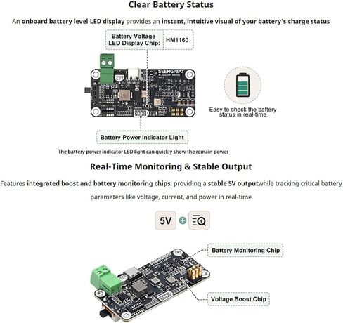 PI Zero UPS HAT مع شحن الطاقة الشمسية و MPPT | لوحة إمداد الطاقة غير المنقطعة للتوت PI Zero W/WH/2W | قبعة مراقبة البطارية في الوقت الحقيقي in Kuwait