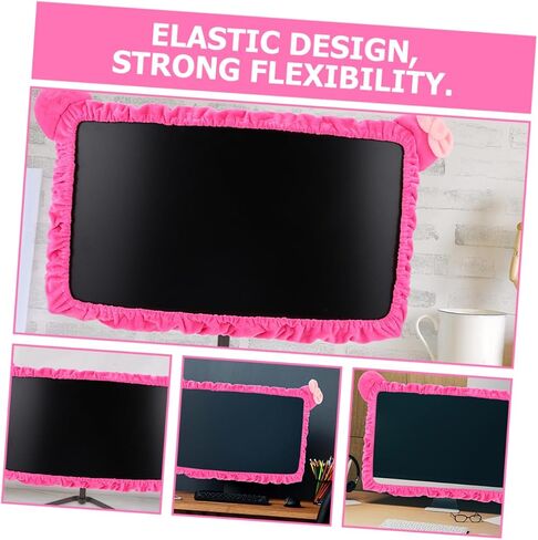 Mipcase 2pcs Pink Cartoon Monitor Cover for Desktop PC Elastic Dustproof Protective Sleeve Anti-Static Computer Monitor Case Suitable for Home and Office in Saudi Arabia