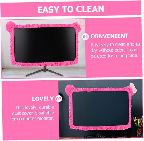 Mipcase 2pcs Pink Cartoon Monitor Cover for Desktop PC Elastic Dustproof Protective Sleeve Anti-Static Computer Monitor Case Suitable for Home and Office in Saudi Arabia