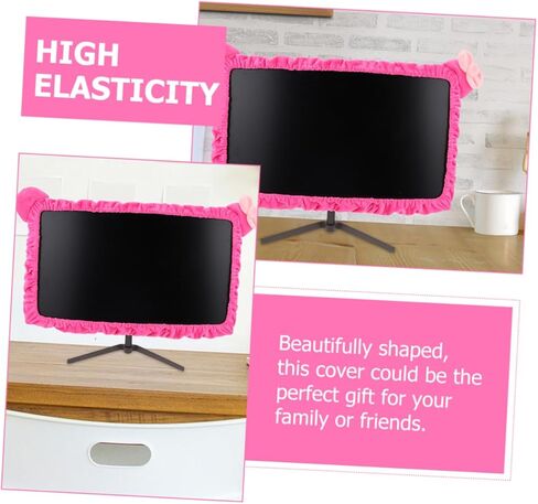 Mipcase 2pcs Pink Cartoon Monitor Cover for Desktop PC Elastic Dustproof Protective Sleeve Anti-Static Computer Monitor Case Suitable for Home and Office in Saudi Arabia