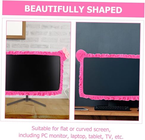 Mipcase 2pcs Pink Cartoon Monitor Cover for Desktop PC Elastic Dustproof Protective Sleeve Anti-Static Computer Monitor Case Suitable for Home and Office in Saudi Arabia