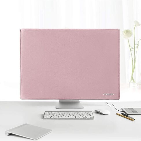 MOSISO Eyeglasses Holder Plush Lined PU Leather Stand Case&Monitor Dust Cover 26, 27, 28, 29 inch Anti-Static Dustproof LCD/LED/HD Panel Case Computer Screen Protective Sleeve, Pink&Rose Gold in Saudi Arabia
