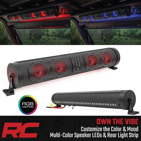 Rough Country UTV Bluetooth Soundbar - 500W صوت مقاوم للماء مع 8 مكبرات صوت ، أضواء RGB ، راديو FM و AUX ، FIT Universal in Saudi Arabia