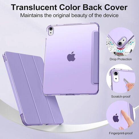 حالة لـ iPad (A16) الجيل الحادي عشر 11 بوصة 2025 ، جيل iPad العاشر 10.9 بوصة 2022 ، غطاء واقعي Slim Stand Folio مع قشرة خلفية شفافة للكمبيوتر الشخصي ، الأرجواني in Kuwait