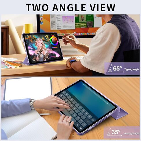 حالة لـ iPad (A16) الجيل الحادي عشر 11 بوصة 2025 ، جيل iPad العاشر 10.9 بوصة 2022 ، غطاء واقعي Slim Stand Folio مع قشرة خلفية شفافة للكمبيوتر الشخصي ، الأرجواني in Kuwait