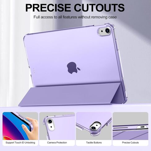 حالة لـ iPad (A16) الجيل الحادي عشر 11 بوصة 2025 ، جيل iPad العاشر 10.9 بوصة 2022 ، غطاء واقعي Slim Stand Folio مع قشرة خلفية شفافة للكمبيوتر الشخصي ، الأرجواني in Kuwait