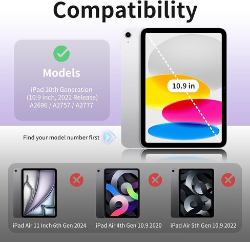CASE COPATINATION Kenke لـ iPad (A16) 11 بوصة 2025 ، الجيل العاشر 10.9 بوصة 2022 ، غطاء دوار 360 درجة واضحة ، واضحة المشاهدة ، العلبة الذكية ، النوم التلقائي ، الكريمة البيضاء in Kuwait