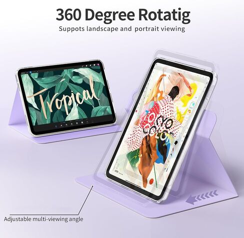 CASE COPATINATION Kenke لـ iPad (A16) 11 بوصة 2025 ، الجيل العاشر 10.9 بوصة 2022 ، غطاء دوار 360 درجة واضحة ، واضحة المشاهدة ، العلبة الذكية ، النوم التلقائي ، الكريمة البيضاء in Kuwait