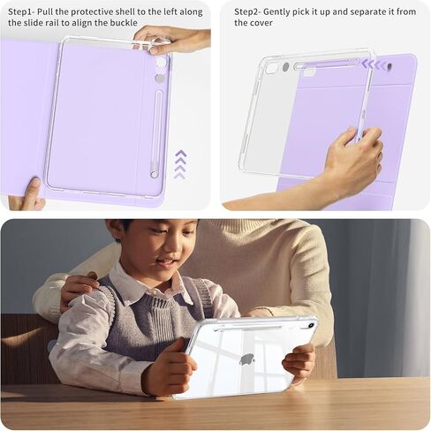 CASE COPATINATION Kenke لـ iPad (A16) 11 بوصة 2025 ، الجيل العاشر 10.9 بوصة 2022 ، غطاء دوار 360 درجة واضحة ، واضحة المشاهدة ، العلبة الذكية ، النوم التلقائي ، الكريمة البيضاء in Kuwait