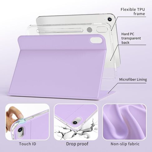 CASE COPATINATION Kenke لـ iPad (A16) 11 بوصة 2025 ، الجيل العاشر 10.9 بوصة 2022 ، غطاء دوار 360 درجة واضحة ، واضحة المشاهدة ، العلبة الذكية ، النوم التلقائي ، الكريمة البيضاء in Kuwait