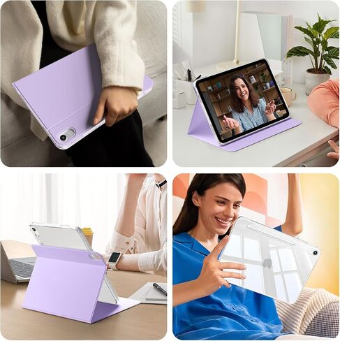 CASE COPATINATION Kenke لـ iPad (A16) 11 بوصة 2025 ، الجيل العاشر 10.9 بوصة 2022 ، غطاء دوار 360 درجة واضحة ، واضحة المشاهدة ، العلبة الذكية ، النوم التلقائي ، الكريمة البيضاء in Kuwait