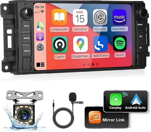 ستيريو سيارة لجيب رانجلر دودج شيفروليه رام 1500 ، راديو مزدوج الديندرويد مع Carplay اللاسلكي Apple ، ستيريو الشاشة 7 بوصات مع WiFi ، GPS ، RDS/FM Radio in Saudi Arabia