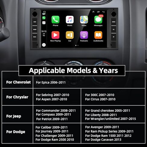 ستيريو سيارة لجيب رانجلر دودج شيفروليه رام 1500 ، راديو مزدوج الديندرويد مع Carplay اللاسلكي Apple ، ستيريو الشاشة 7 بوصات مع WiFi ، GPS ، RDS/FM Radio in Saudi Arabia