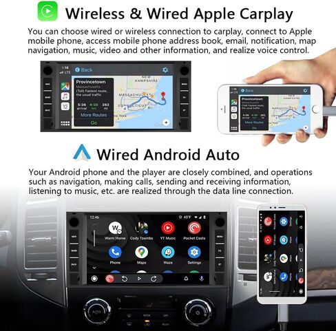 ستيريو سيارة لجيب رانجلر دودج شيفروليه رام 1500 ، راديو مزدوج الديندرويد مع Carplay اللاسلكي Apple ، ستيريو الشاشة 7 بوصات مع WiFi ، GPS ، RDS/FM Radio in Saudi Arabia