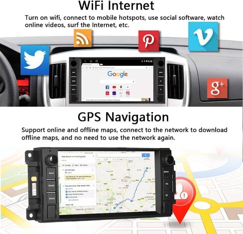 ستيريو سيارة لجيب رانجلر دودج شيفروليه رام 1500 ، راديو مزدوج الديندرويد مع Carplay اللاسلكي Apple ، ستيريو الشاشة 7 بوصات مع WiFi ، GPS ، RDS/FM Radio in Saudi Arabia