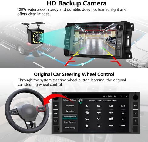 ستيريو سيارة لجيب رانجلر دودج شيفروليه رام 1500 ، راديو مزدوج الديندرويد مع Carplay اللاسلكي Apple ، ستيريو الشاشة 7 بوصات مع WiFi ، GPS ، RDS/FM Radio in Saudi Arabia
