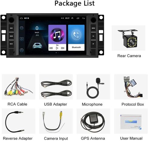 ستيريو سيارة لجيب رانجلر دودج شيفروليه رام 1500 ، راديو مزدوج الديندرويد مع Carplay اللاسلكي Apple ، ستيريو الشاشة 7 بوصات مع WiFi ، GPS ، RDS/FM Radio in Saudi Arabia