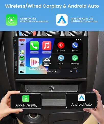 reimoody 9 بوصة ستريو سيارة دين واحدة مع Carplay اللاسلكي Android Auto ، 1 Din Car Radio Carplay مع رابط المرآة ، Bluetooth 5.0 ، راديو FM ، EQ ، USB/AUX/TF/SWC/DVR/MIC كاميرا احتياطية in Saudi Arabia