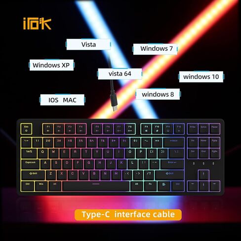 IROK FE87/104 RGB Mechanical Keyboard, Hot Swappable, Customizable Backlit, Magnet Upper Cover Type-C Wired Gaming Keyboard for Mac Windows-Black/Red Switch in Saudi Arabia