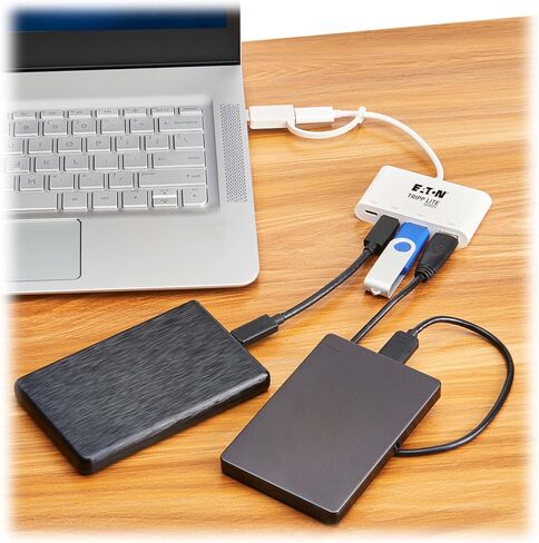 Tripp Lite 4-Port USB-C HUB للكمبيوتر المحمول ، 2 منافذ USB-A & 2 USB-C-USB 3.2 Gen 2 مع نقل البيانات 10 جيجابت في الثانية ، Thunderbolt 3 متوافق ، لا يوجد برنامج مطلوب ، أبيض ، ضمان لمدة 3 سنوات (U460-004-2A2C-3) in Kuwait