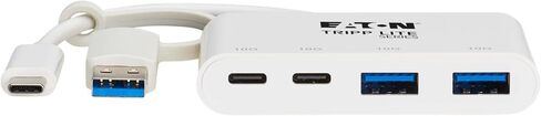 Tripp Lite 4-Port USB-C HUB للكمبيوتر المحمول ، 2 منافذ USB-A & 2 USB-C-USB 3.2 Gen 2 مع نقل البيانات 10 جيجابت في الثانية ، Thunderbolt 3 متوافق ، لا يوجد برنامج مطلوب ، أبيض ، ضمان لمدة 3 سنوات (U460-004-2A2C-3) in Kuwait