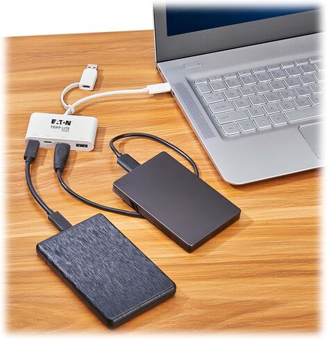 Tripp Lite 4-Port USB-C HUB للكمبيوتر المحمول ، 2 منافذ USB-A & 2 USB-C-USB 3.2 Gen 2 مع نقل البيانات 10 جيجابت في الثانية ، Thunderbolt 3 متوافق ، لا يوجد برنامج مطلوب ، أبيض ، ضمان لمدة 3 سنوات (U460-004-2A2C-3) in Kuwait