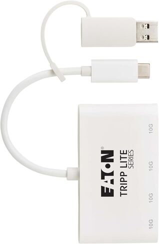 Tripp Lite 4-Port USB-C HUB للكمبيوتر المحمول ، 2 منافذ USB-A & 2 USB-C-USB 3.2 Gen 2 مع نقل البيانات 10 جيجابت في الثانية ، Thunderbolt 3 متوافق ، لا يوجد برنامج مطلوب ، أبيض ، ضمان لمدة 3 سنوات (U460-004-2A2C-3) in Kuwait