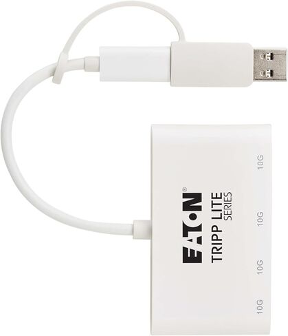 Tripp Lite 4-Port USB-C HUB للكمبيوتر المحمول ، 2 منافذ USB-A & 2 USB-C-USB 3.2 Gen 2 مع نقل البيانات 10 جيجابت في الثانية ، Thunderbolt 3 متوافق ، لا يوجد برنامج مطلوب ، أبيض ، ضمان لمدة 3 سنوات (U460-004-2A2C-3) in Kuwait