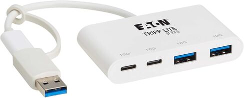 Tripp Lite 4-Port USB-C HUB للكمبيوتر المحمول ، 2 منافذ USB-A & 2 USB-C-USB 3.2 Gen 2 مع نقل البيانات 10 جيجابت في الثانية ، Thunderbolt 3 متوافق ، لا يوجد برنامج مطلوب ، أبيض ، ضمان لمدة 3 سنوات (U460-004-2A2C-3) in Kuwait