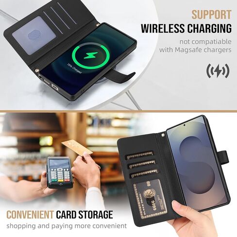ل Samsung Galaxy S24 محفظة Ultra Wallet مع Crossbody وحزام المعصم للنساء الفتيات ، والأزياء الجلدية RFID حظر كيكستاند فليب فوليو غطاء الهاتف مع حامل البطاقة والسحاب الأسود in Saudi Arabia
